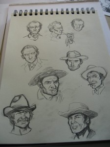 Some less successful sketches of misc. actors - and CHARLES BRONSON